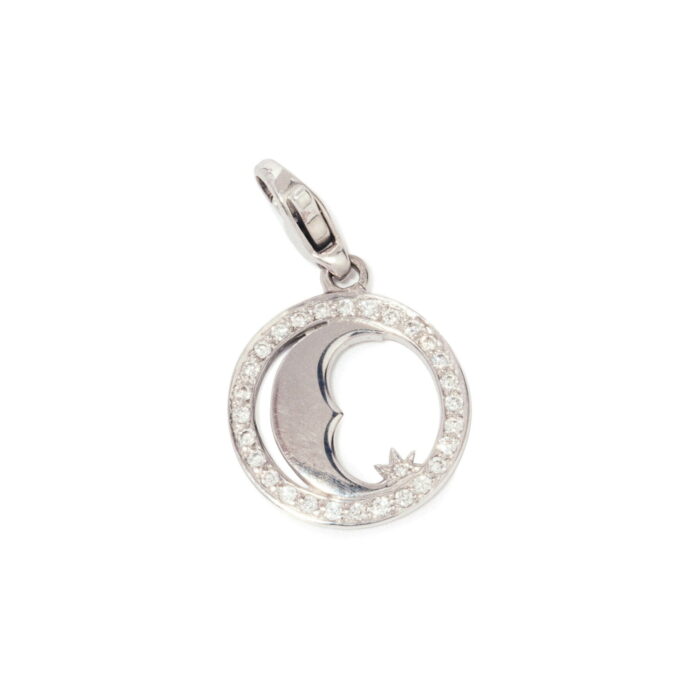 Mond Charm Anhänger in Weißgold.