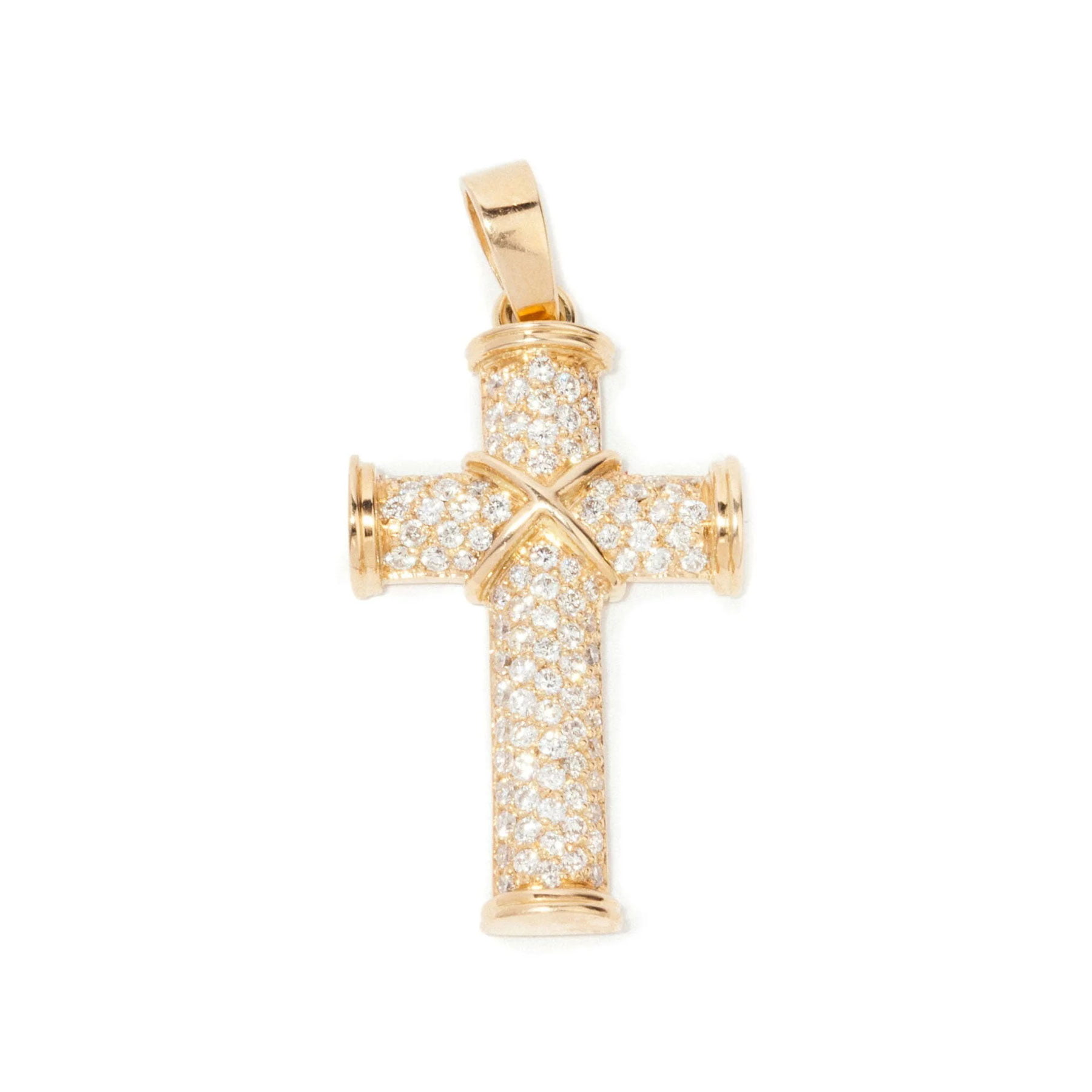 KREUZ 4 Kreuz Anhänger in Gelbgold mit Brillanten.