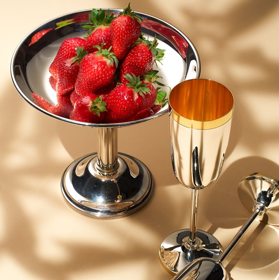 Champagner oder Prsoecco in unseren Silber Sekt Kelchen.