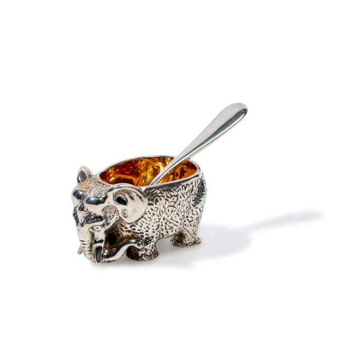 Salzelefant in Sterlingsilber, teilvergoldet.