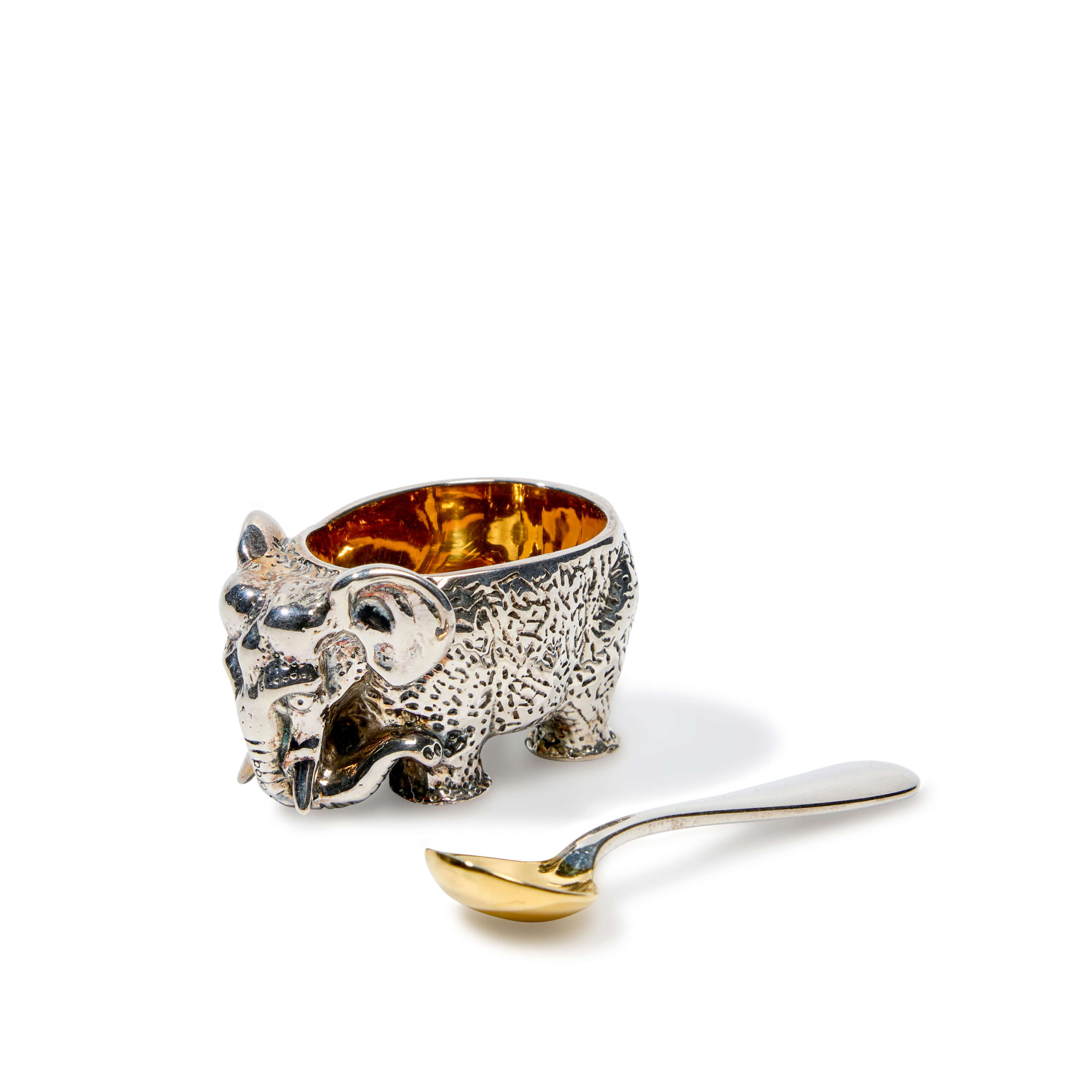 SALZELEFANT 5 Teilvergoldeter Salzelefant.