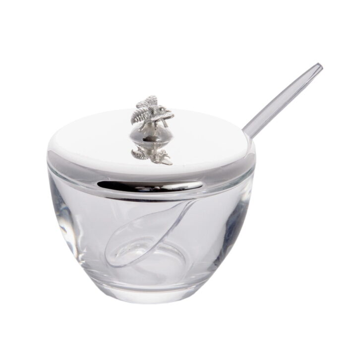 Honigglas mit Sterlingsilber Deckel.