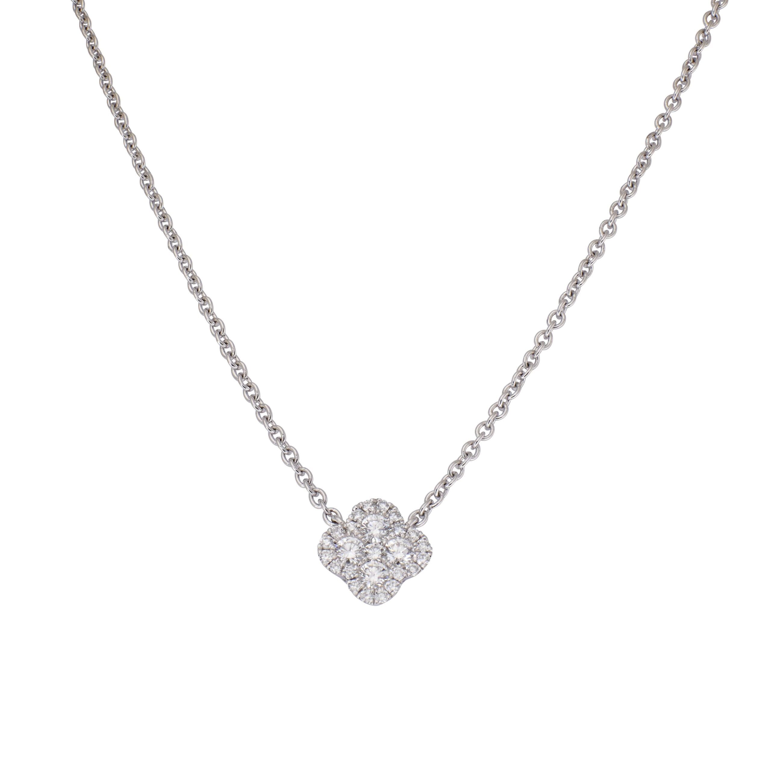 BRILLANT BLÜTE 4 Brillant Kette mit Blüten Anhänger in Weißgold.