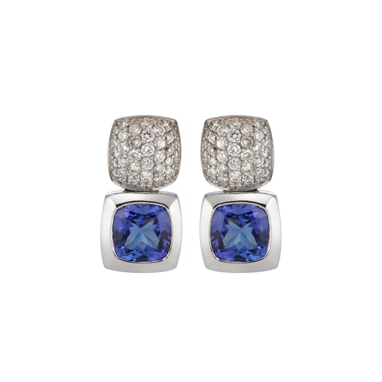 TANSANIT 4 Brillant Ohrringe Tansanit in Weißgold.